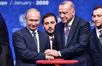 Los presidentes de Rusia y Turquía Vladimir Putin y Recep Tayip Erdogan