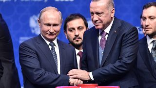 Владимир Путин и Реджеп Тайип Эрдоган запускают "Турецкий поток". Январь 2020 года