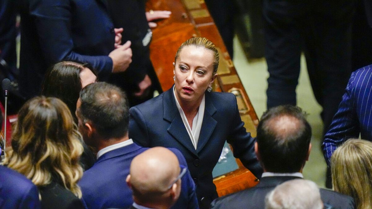 Giorgia Meloni im Parlament in Rom in Italien