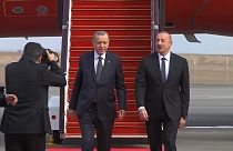 Presidente do Azerbaijão Ilham Aliyev e o presidente da Turquia Reçep Tayip Erdogan.