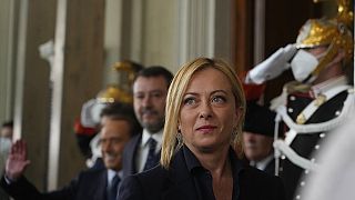 Giorgia Meloni nach dem Gespräch mit Italiens Präsidenten Sergio Mattarella