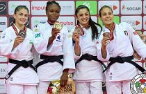 Las medallistas de la categoría de menos de 52 kg: Gefen Primo, Odette Giuffrida, Astride Gneto, Diyora Keldiyorova