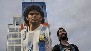 Mural of Argentine football icon Diego Maradona in Buenos Aires, Argentina
