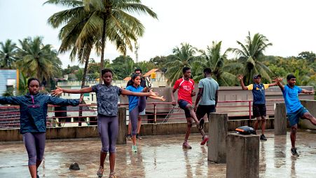 Siddi athletes training in Karnataka, India.