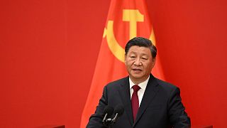 Xi Jinping lors de la cérémonie clôture du XXème Congrès du Parti Communiste Chinois
