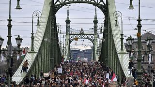 Десятки тысяч демонстрантов собрались в Будапеште