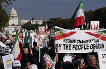Demonstrators rally at the National Mall to protest against the Iranian regime, in Washington, Saturday, Oct. 22, 2022