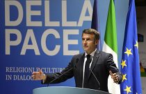 Macron durante su intervención en el encuentro anual por la paz organizado en Roma por la Comunidad de San Egidio.