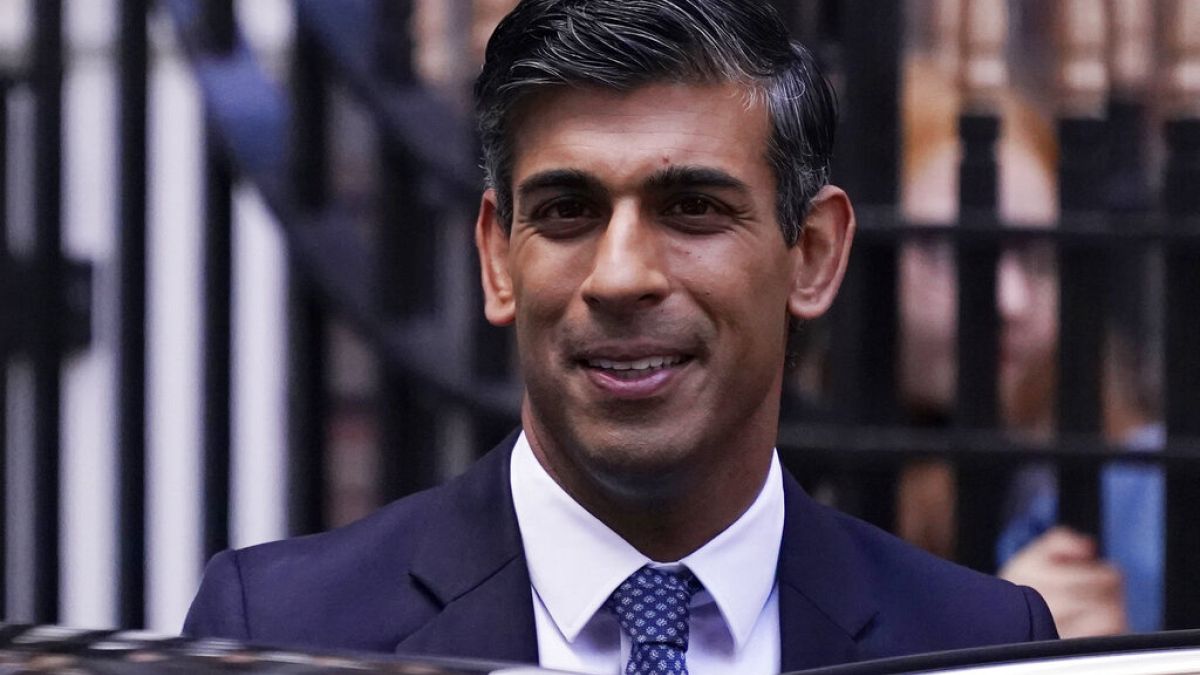 Rishi Sunak leaves the Conservative Campaign Headquarters in London, Monday, Oct. 24, 2022.