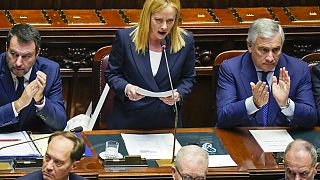 Italiens Ministerpräsidentin Giorgia Meloni bei der Regierungserklärung in Rom