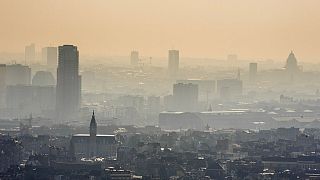 A layer of smog covers the city of Brussels on Friday March 14, 2014.