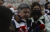 Dr. Sebnem Korur Fincanci, pictured during a protest in Ankara in February.