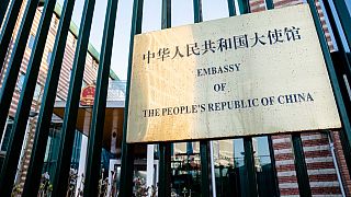 The entrance to the China embassy in the Netherlands in The Hague.