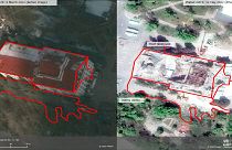 Снимки со спутника до и после ударов по объекту культуры Украины