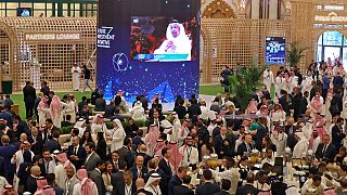 صورة لمشاركين في مؤتمر مبادرة مستقبل الاستثمارفي العاصمة السعودية الرياض، 25 أكتوبر 2022.