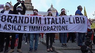 مظاهرات في روما ضد اتفاق الهجرة بين إيطاليا وليبيا.