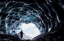 A melting glacier revealed a cave in Vaettis, Switzerland this summer.