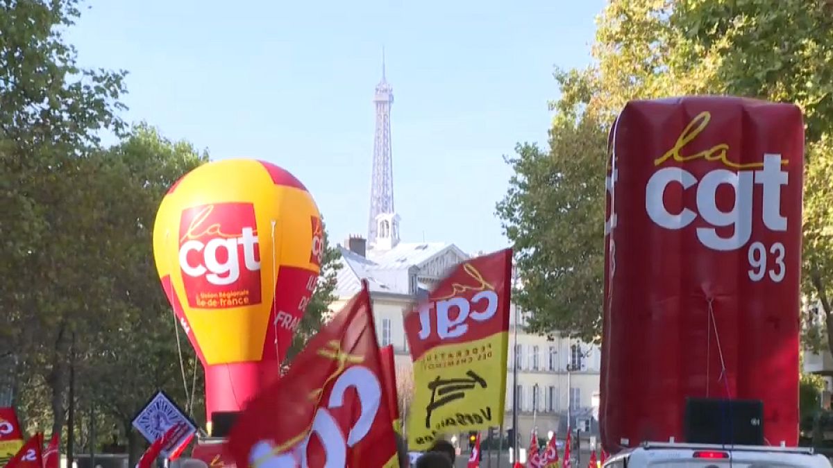 Manifestación del sindicato CGT en París, Francia 27/10/2022