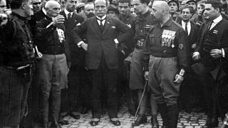 Муссолини среди сторонников в Риме 28 октября 1922 г.