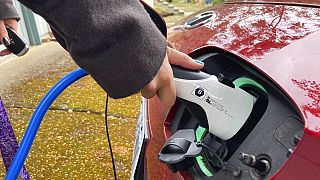 Portland'da elektrikli otomobilini şarj eden bir araç kullanıcısı