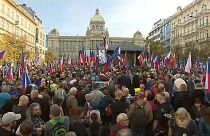 Manifestación antigubernamental en Praga, República Checa 28/10/2022