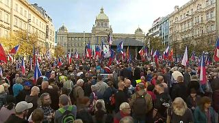 Manifestación antigubernamental en Praga, República Checa 28/10/2022