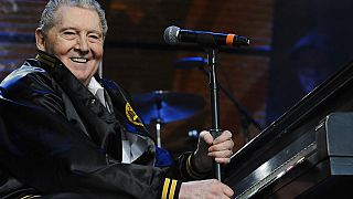Jerry Lee Lewis performs during Farm Aid 2008