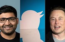 Elon Musk'ın (sağda) işine son verdiği Twitter Tepe Yöneticisi Parag Agrawal