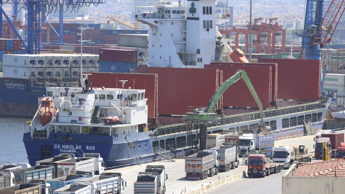 Πλοίο φορτηγό που μεταφέρει ουκρανικά σιτηρά στο λιμάνι της Σμύρνης στην Τουρκία