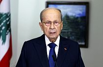 El ya expresidente Michel Aoun en una comparecencia televisiva.