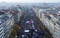 Légifelvétel az Ukrajna melletti Vencel téri tüntetésről 2022. október 30-án