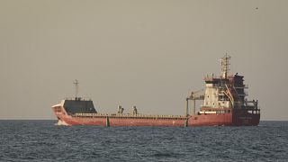 Un navire chargé de céréales en mer Noire après avoir quitté le port d'Odessa le 9 août 2022.