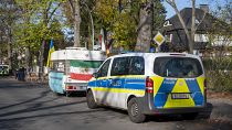 A protest camp of activists demonstrating against the Iranian regime in front of the Iranian Embassy in Berlin