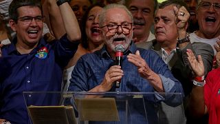 Luis Inacio Lula da Silva, makes his first speech as president-elect.