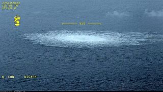 The gas leak in the Baltic Sea from Nord Stream photographed from the Coast Guard's aircraft on 27 September 2022