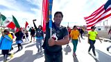 Migrants protest on the Mexico-US border