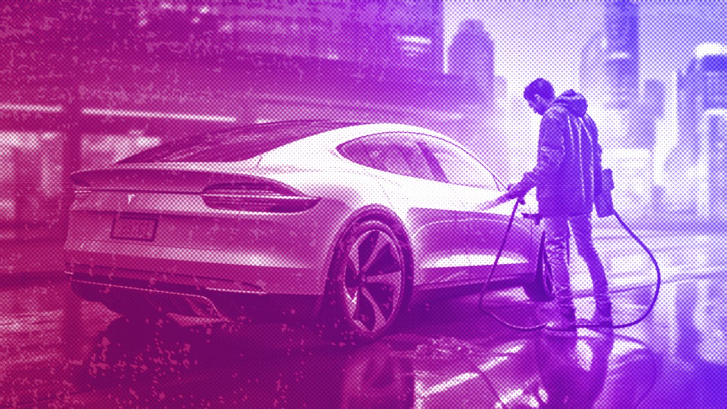 Premium AI Image  futuristic car pink theme wallpaper