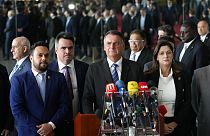 Jair Bolsonaro durante su comparecencia de este martes en Brasilia (Brasil).
