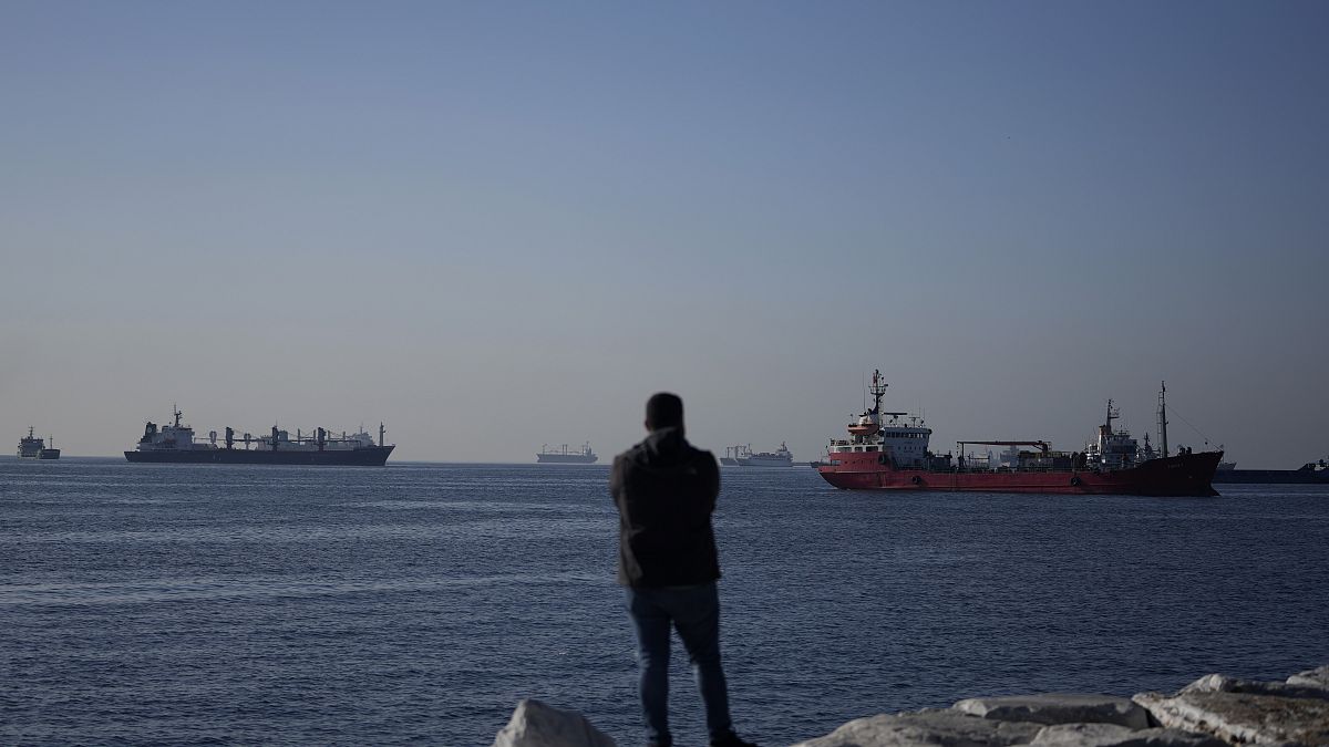 Gabonaszállító teherhajók a Fekete-tengeren
