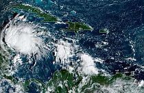 NOAA-Satellitenbild, aufgenommen um 8:40 Uhr ET. Tropensturm Lisa in der Karibik, Dienstag, 1. November 2022.