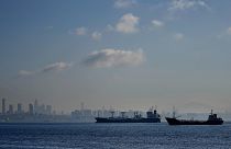  سفن شحن في بحر مرمرة تنتظر عبور مضيق البوسفور في اسطنبول، تركيا، الثلاثاء 1 نوفمبر 2022