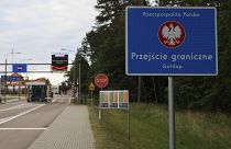 A lengyelországi Goldap és az orosz Kalinyingrádi terület között lezárt határátkelő 2022. július 7-én – képünk illusztráció
