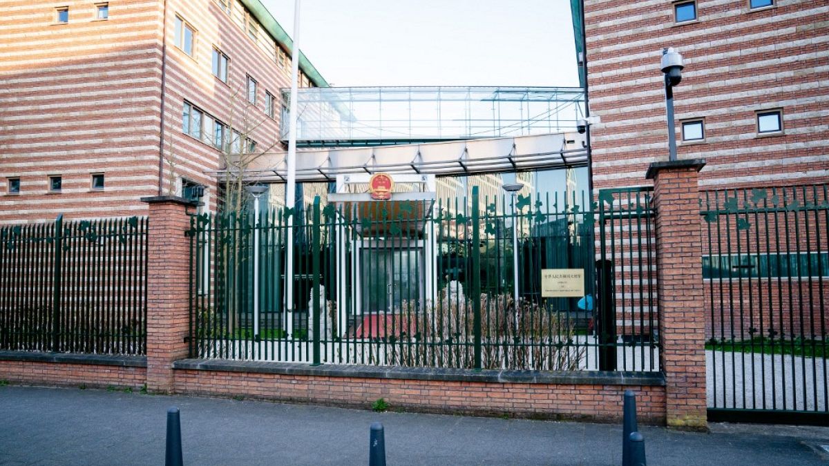 The entrance of the China embassy in the Netherlands in The Hague.