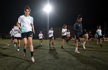 لاعبات فريق سيدات النادي الأرثوذكسي في عمان، الأردن، السبت 22 أكتوبر 2022