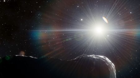 Artist’s impression of an asteroid that orbits closer to the Sun than Earth’s orbit.