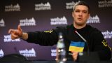 Ukraine's vice prime minister Feodorov addresses a press conference at Web Summit in Lisbon.