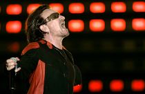 Bono, lead singer of the Irish rock band U2, performs during a concert in Buenos Aires, Argentina, Wednesday, March 1, 2006