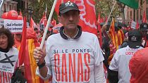 Thousands of union members marched through central Madrid