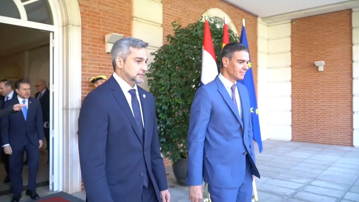 Mario Abdo visitó a Pedro Sánchez en el Palacio de la Moncloa
