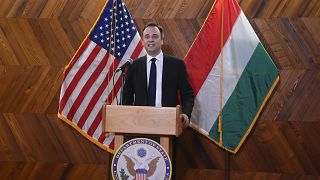 David Pressman nagykövet a Magyarországra érkezése után rendezett sajtótájékoztatón